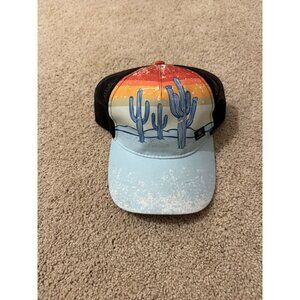 Ariat Sunset Cactus Foam Trucker Hat - OS - Light Blue/Black